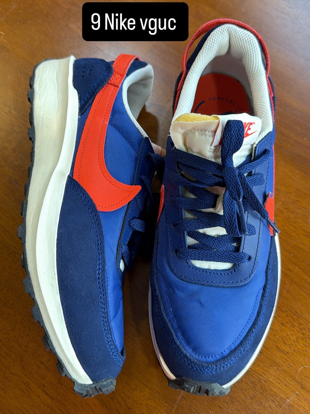 Nike Waffle Debut blue and orange sneakers